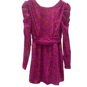 Lilly Pulitzer Womens Leslie Long Sleeve Skirted Romper Pink Starfish